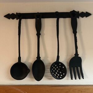 Black Wrought Iron Kitchen Utensil Wall Decor